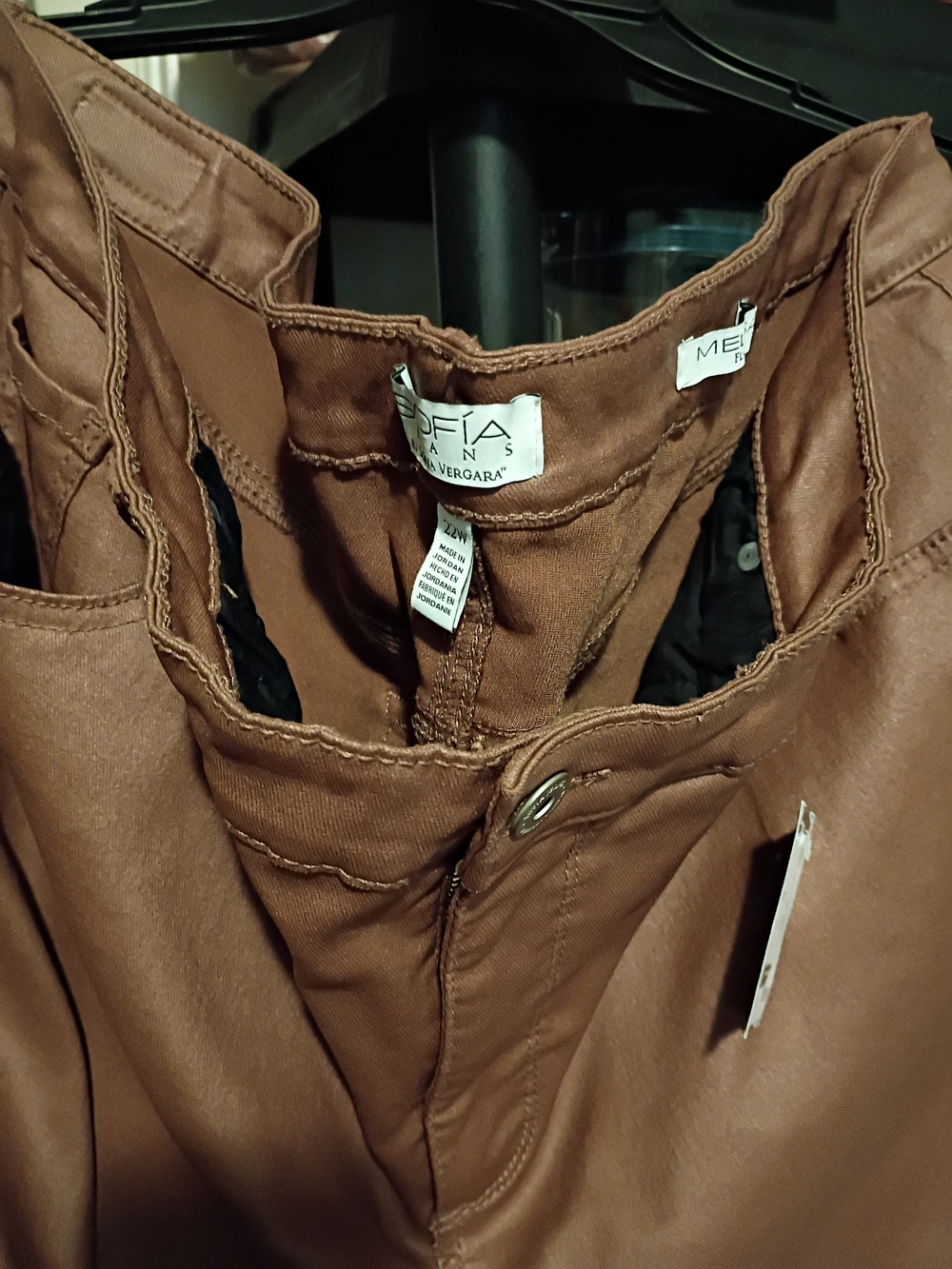 sofia by sofia vergara Brown Faux Leather Leggings